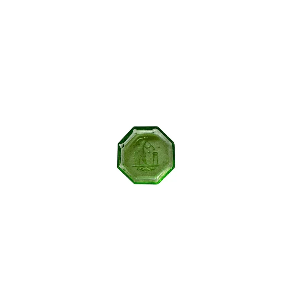 Art Deco Curt Schlevogt Green Glass Intaglio  Mini Plate, Ingrid Bohemian Coll.